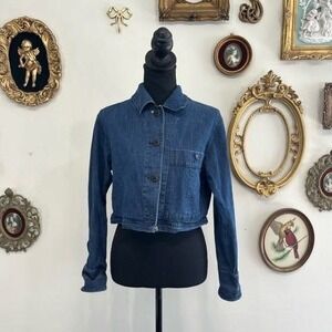 Elizabeth and James Cid Cropped Denim Jacket Size S Blue